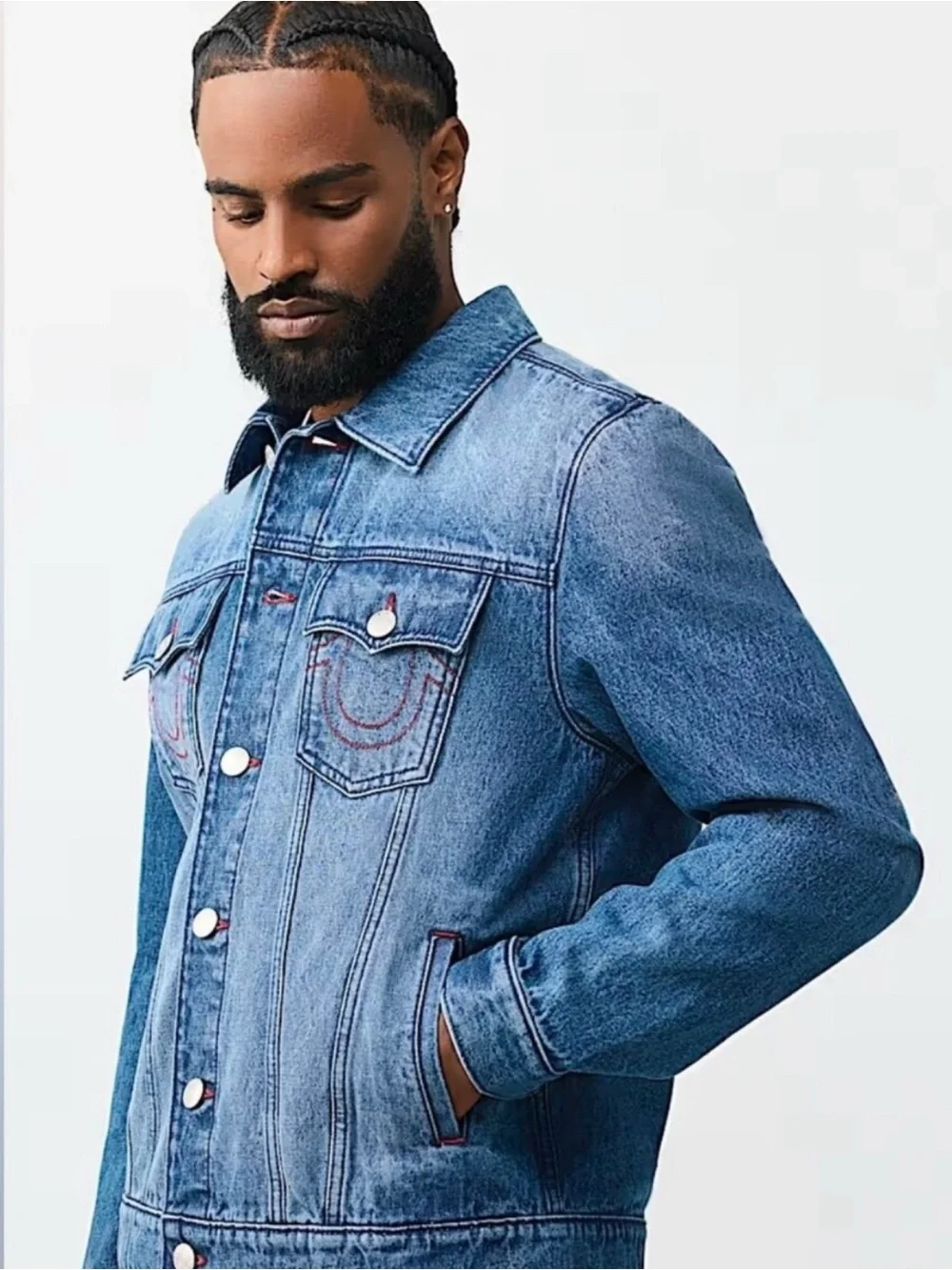 True Religion Logo Denim Jacket Size Large